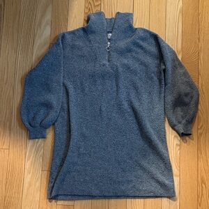 LOFT Women's Gray Zip-Up Sweater Dress